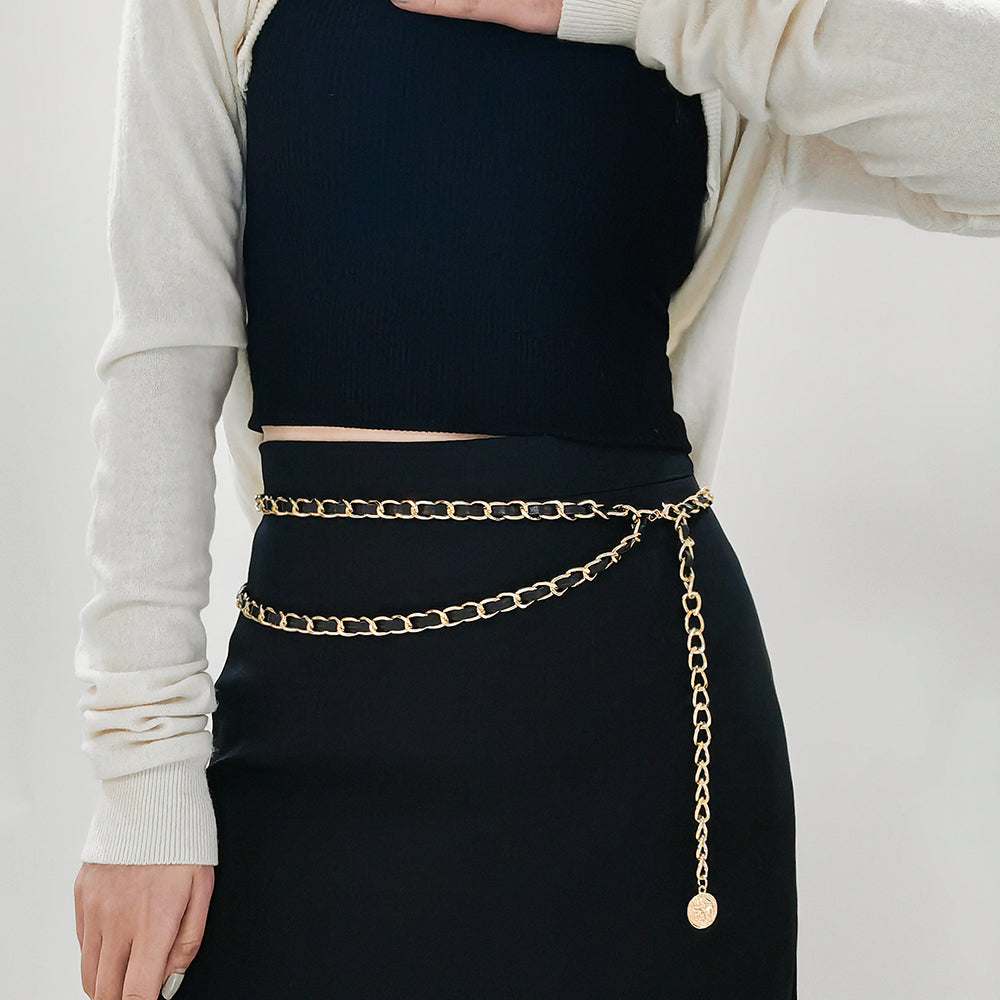 Waist Chain Belt Women's Haute Couture Dress Metal Chain Embellished Waist Seal With Suit Skirt