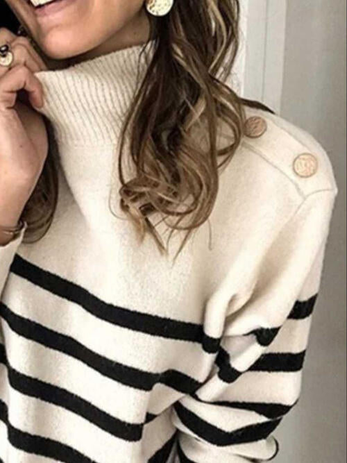 Striped Shoulder Detail Sweater