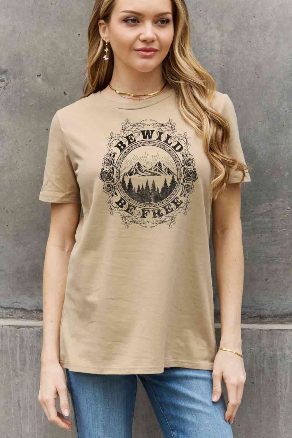 Simply Love Full Size BE WILD BE FREE Graphic Cotton T-Shirt