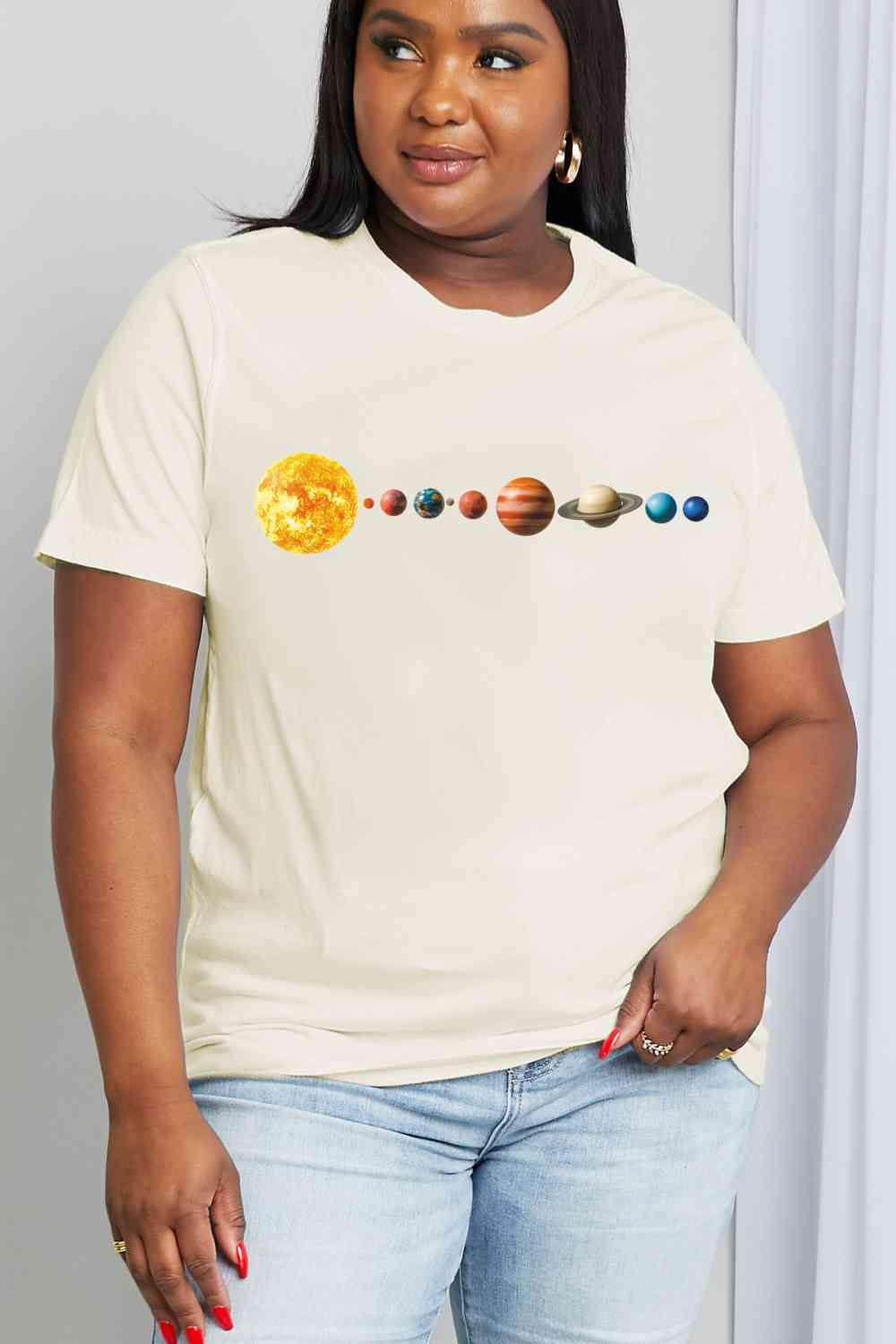 Simply Love Full Size Solar System Graphic Cotton Tee