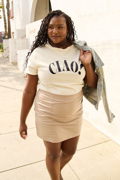 Simply Love Full Size CIAO Round Neck T-Shirt