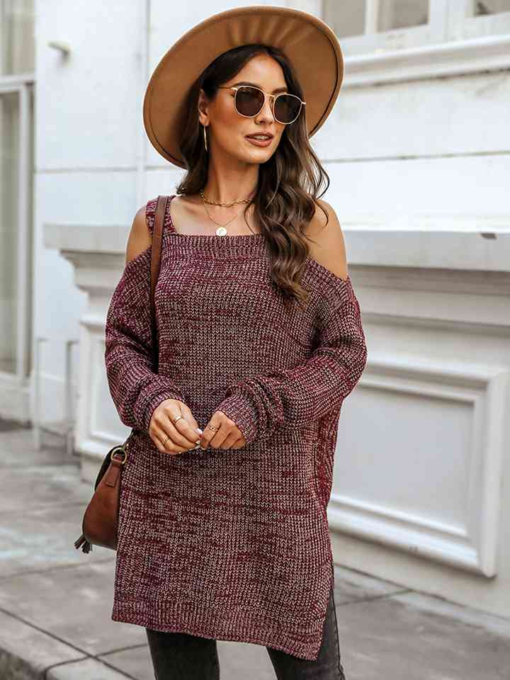 Cold Shoulder Square Neck Knit Top