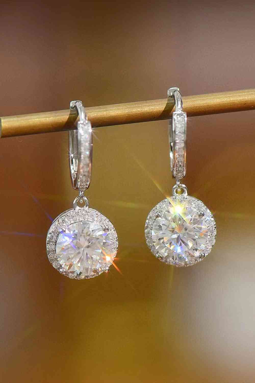 2 Carat Moissanite Round Drop Earrings