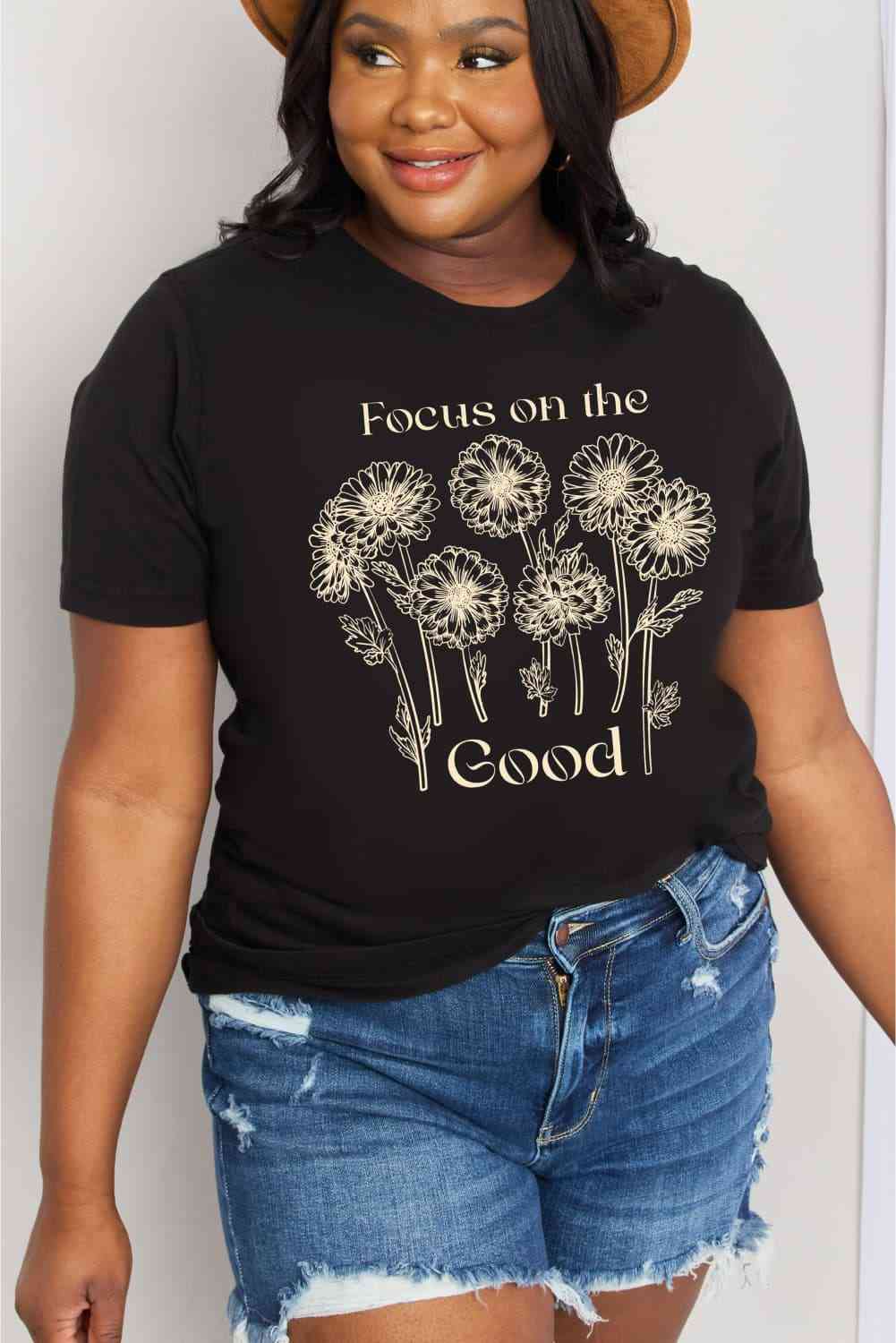 Simply Love Full Size FOCUS ON THE GOOD Graphic Cotton Tee