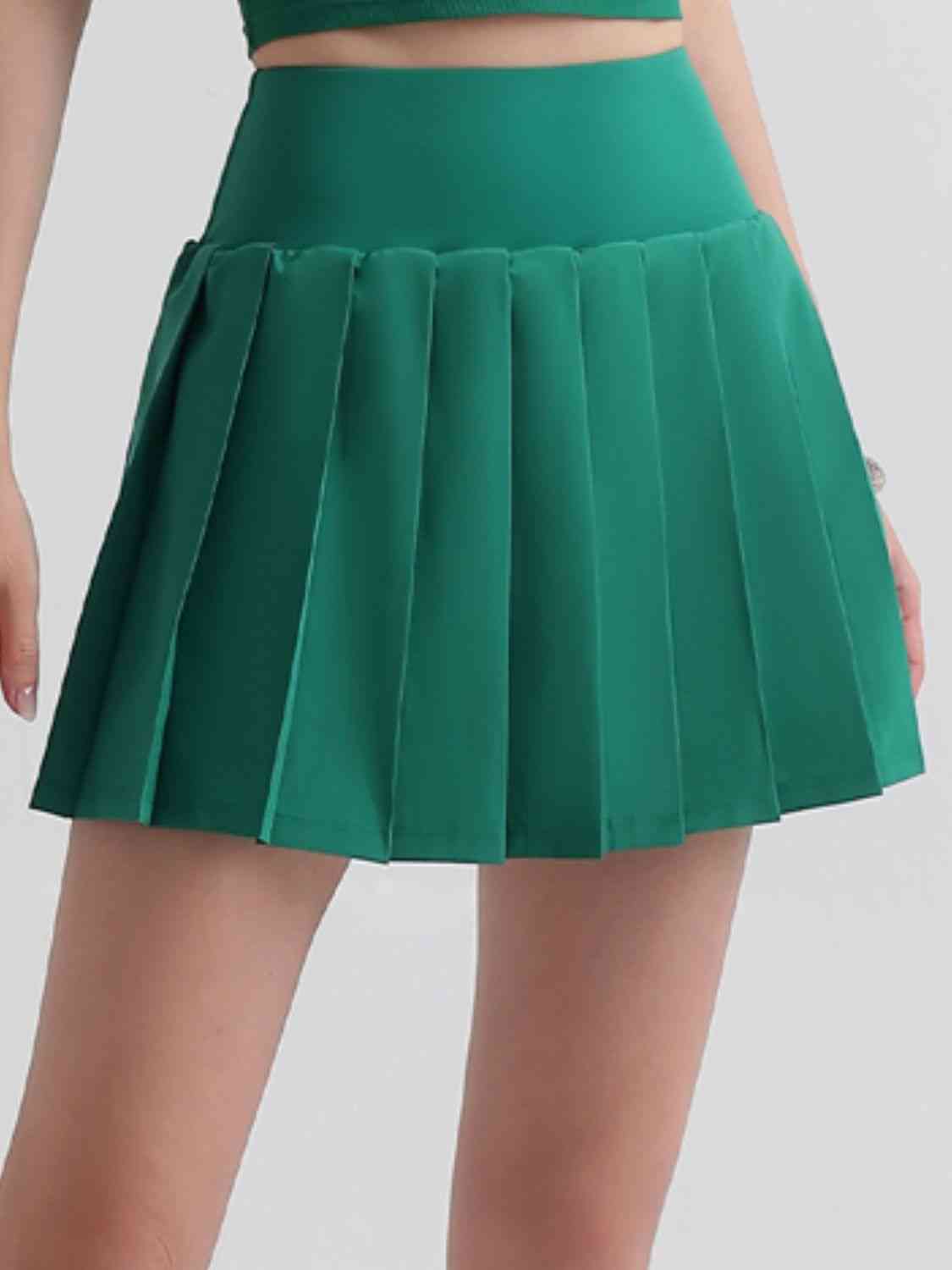 Pleated Elastic Waistband Sports Skirt