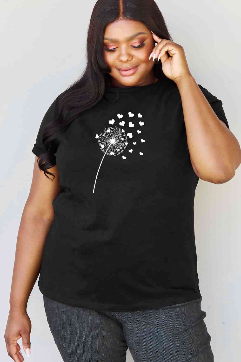 Simply Love Full Size Dandelion Heart Graphic Cotton T-Shirt