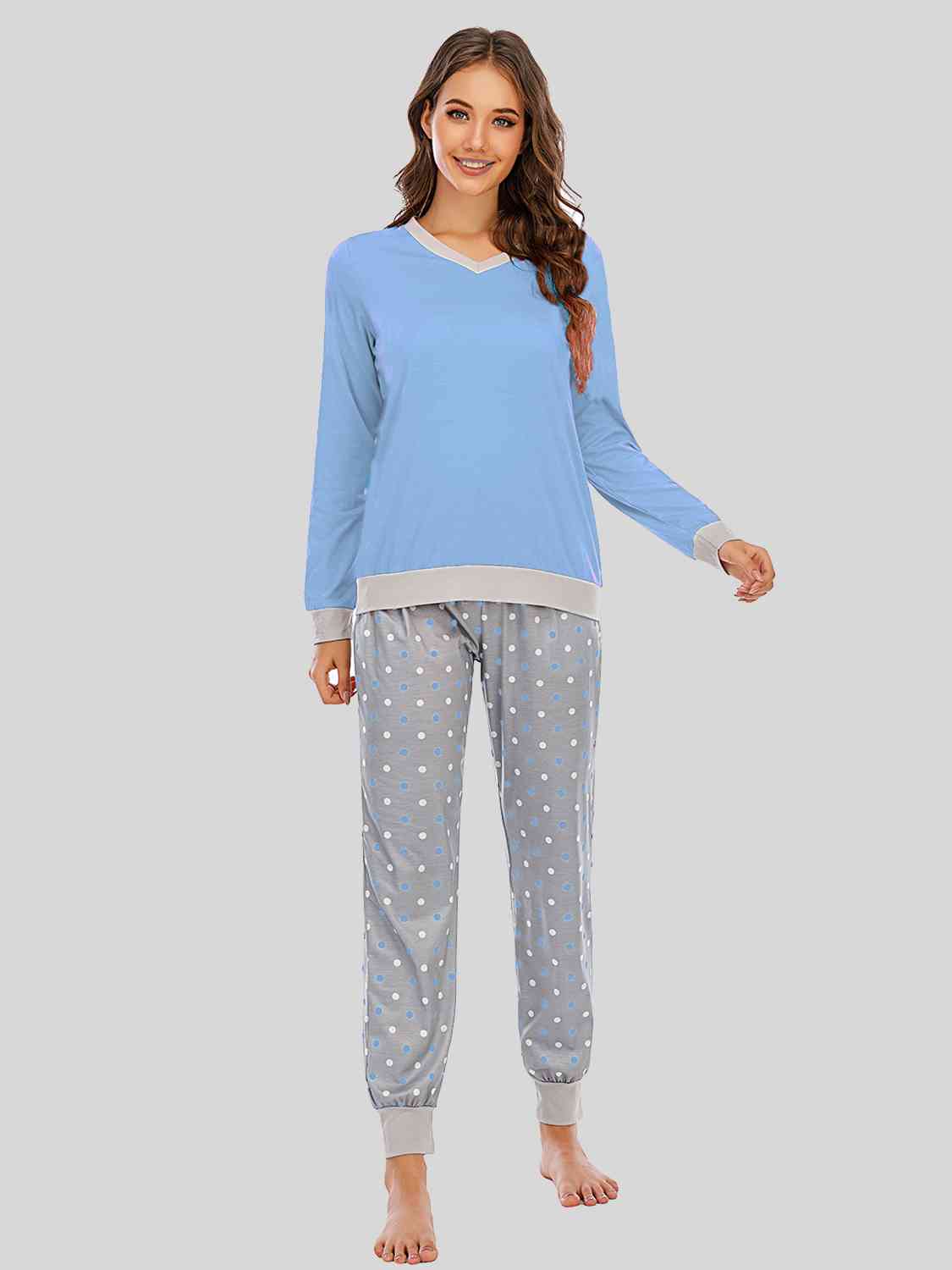 Long Sleeve Top and Polka Dot Pants Set