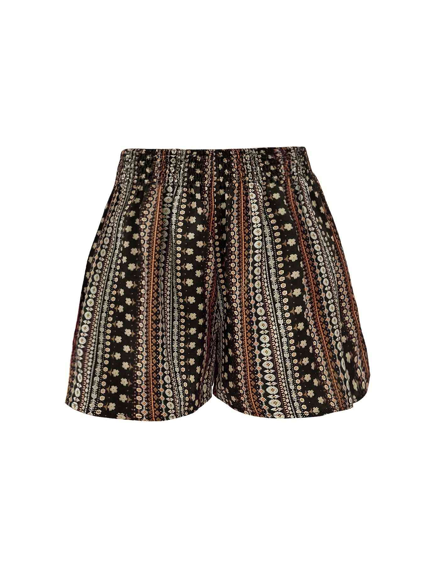 Plus Size Printed High Waist Shorts