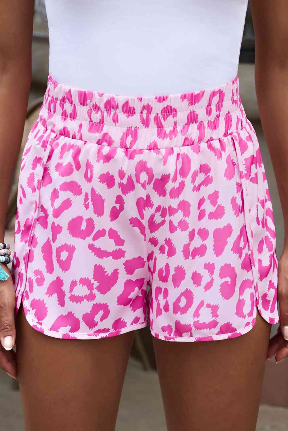 Leopard Elastic Waist Shorts