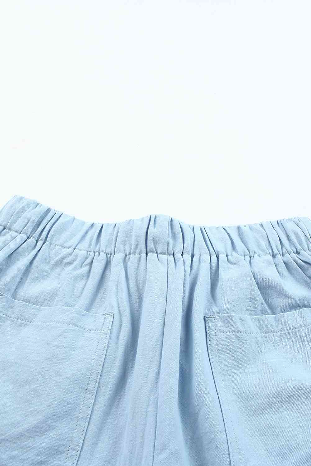 Drawstring Elastic Waist Pocket Shorts