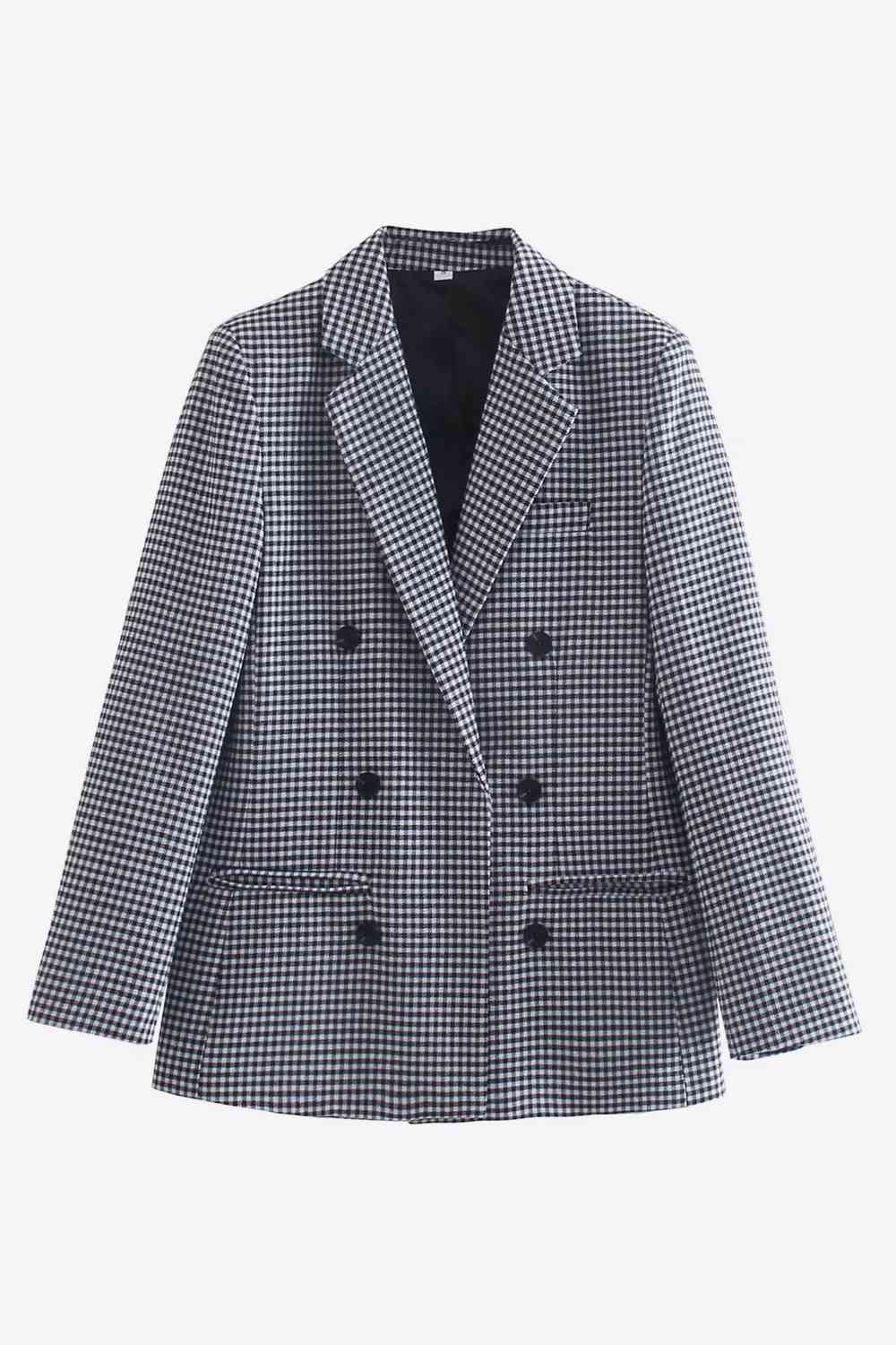 Plaid Double-Breasted Blazer