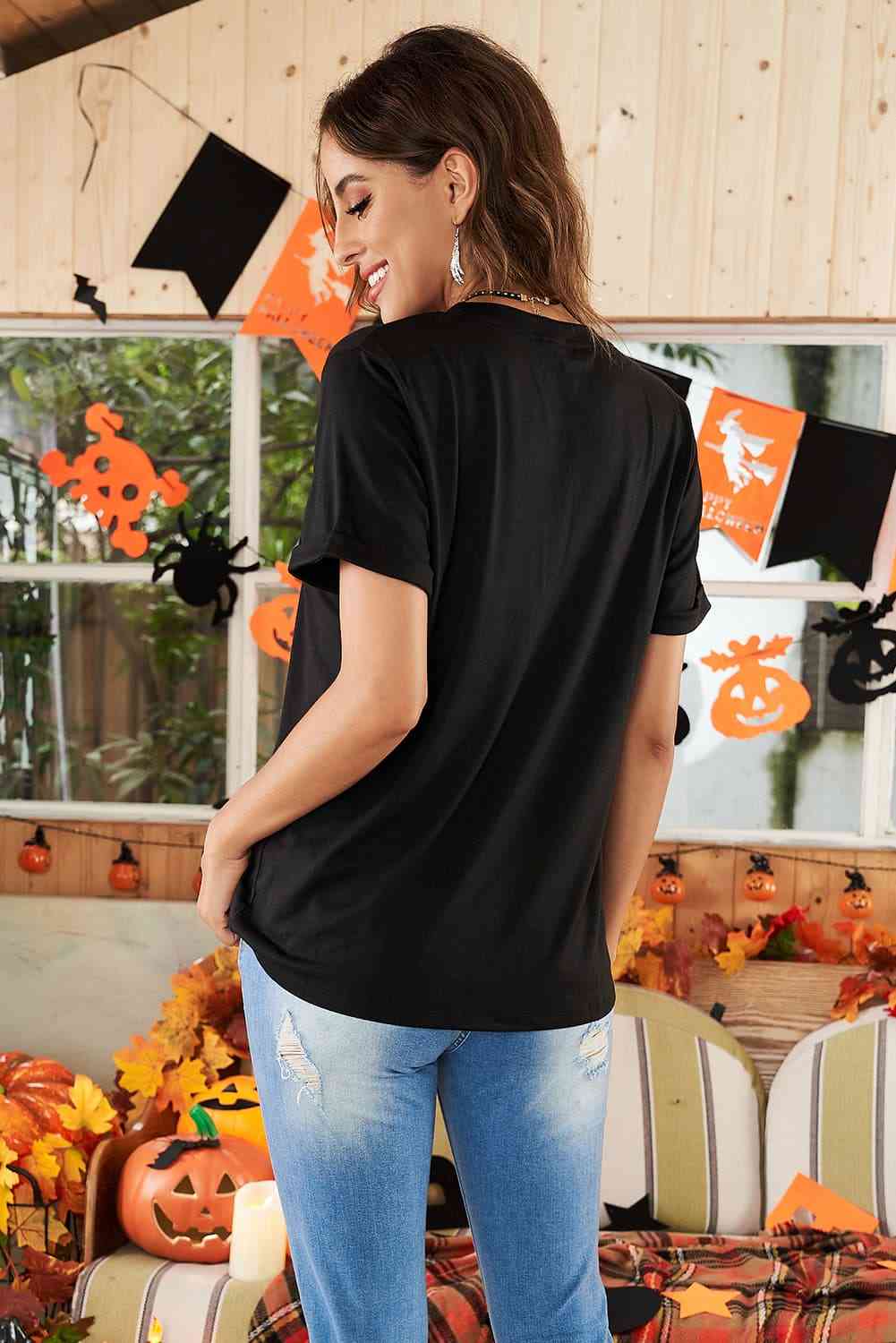 Round Neck Cuffed Short Sleeve Tee