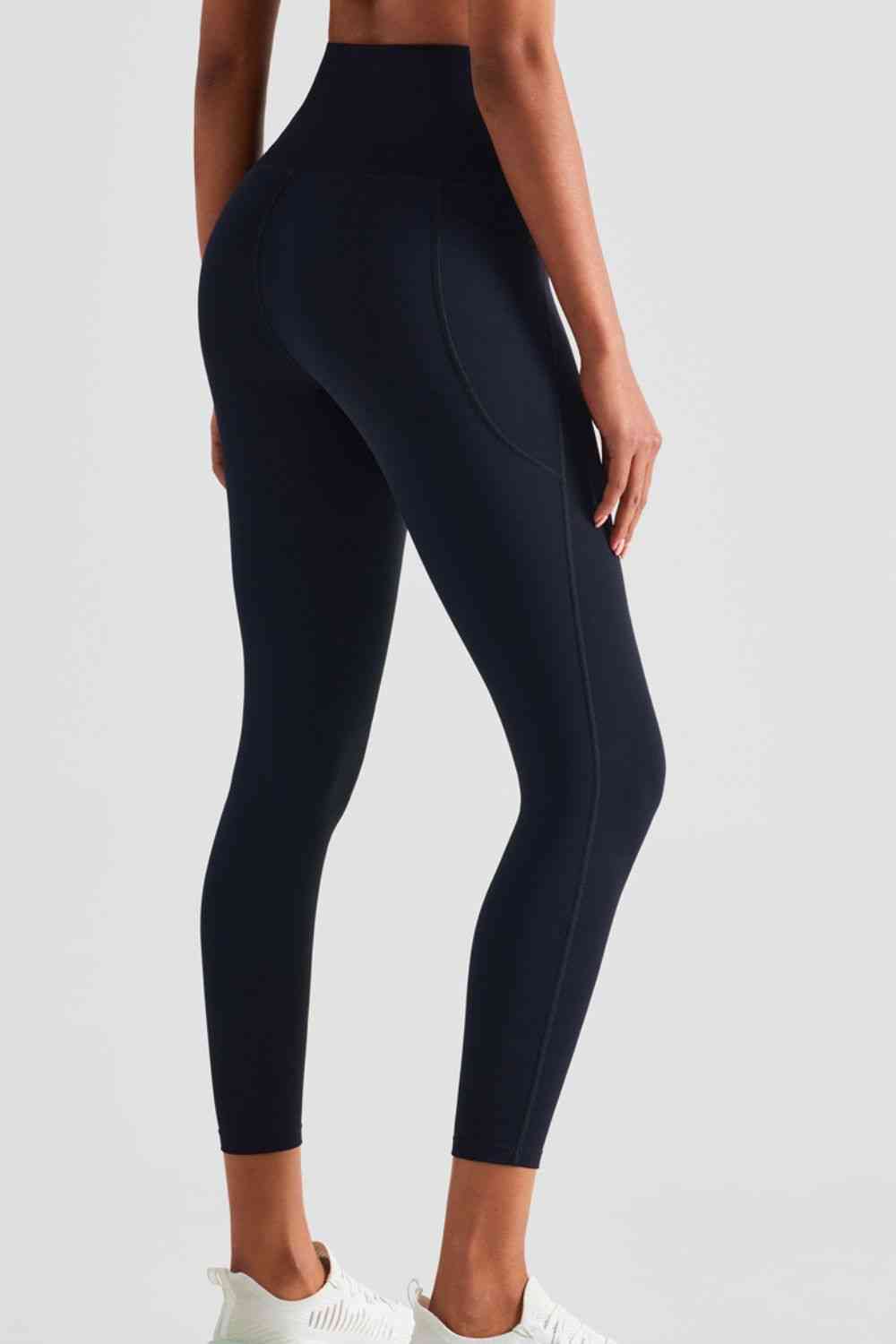 Wide Waistband Sports Leggings with Pockets