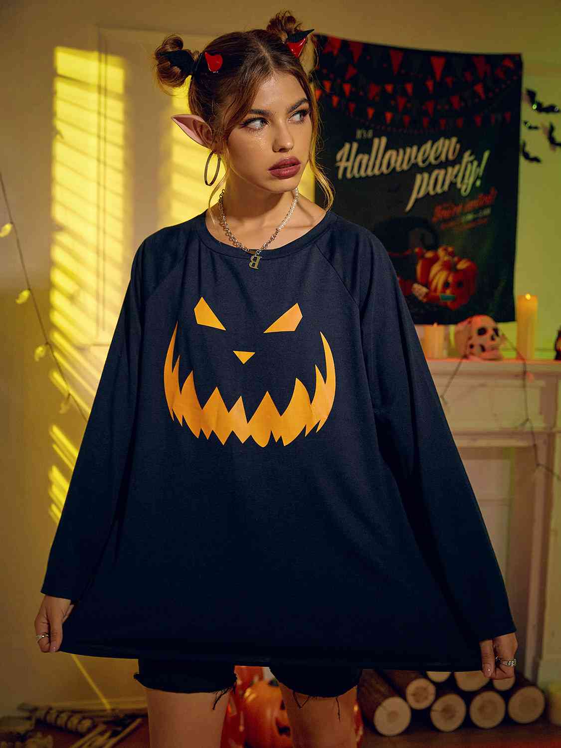 Round Neck Jack-o'-lantern Graphic T-Shirt