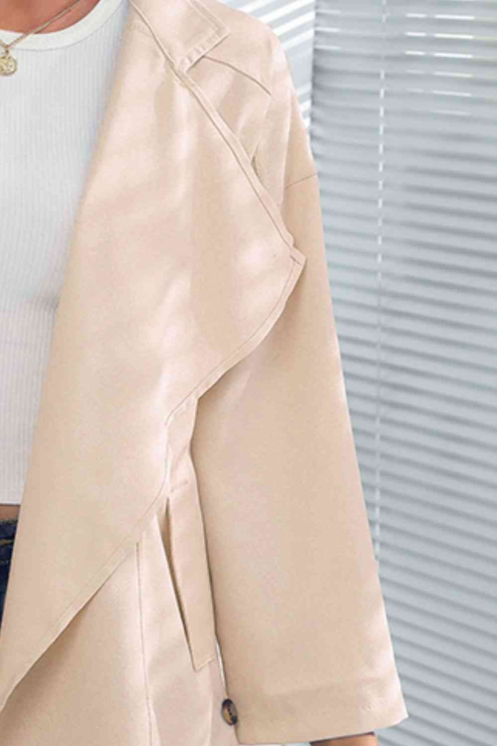 Open Front Drop Shoulder Trench Coat