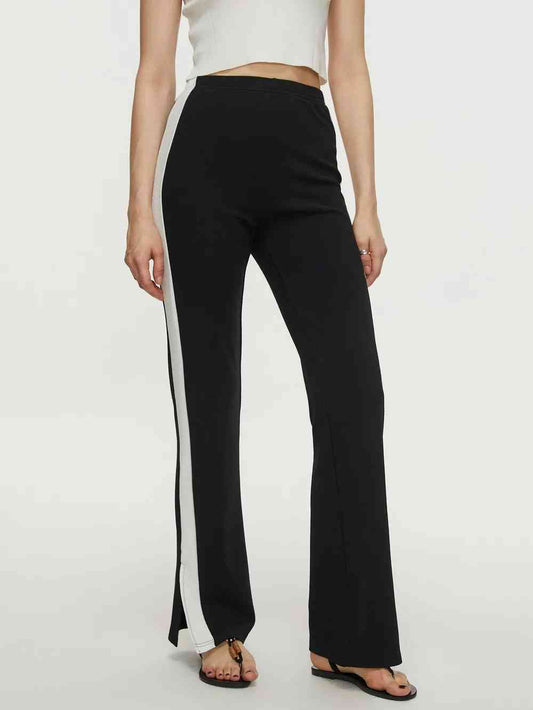 Contrast Slit Long Pants