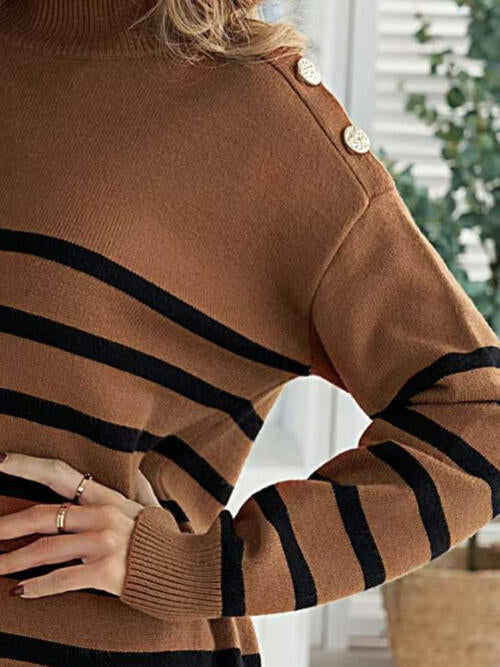 Striped Shoulder Detail Sweater