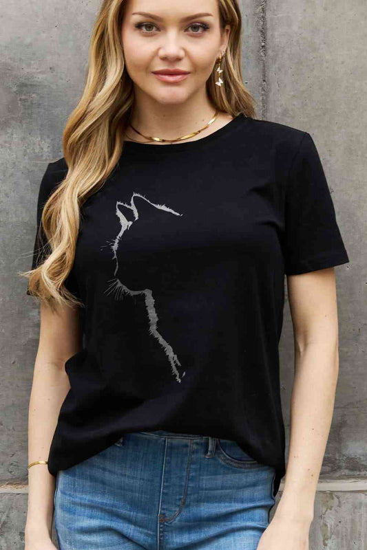 Simply Love Full Size Cat Graphic Cotton Tee