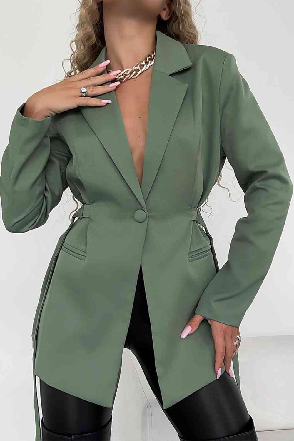 Lapel Collar Long Sleeve Blazer