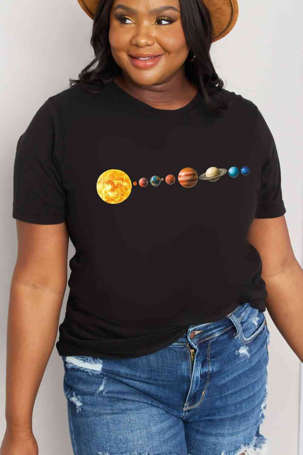 Simply Love Full Size Solar System Graphic Cotton Tee