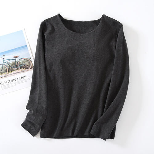 Round Neck Long Sleeve Lounge Top