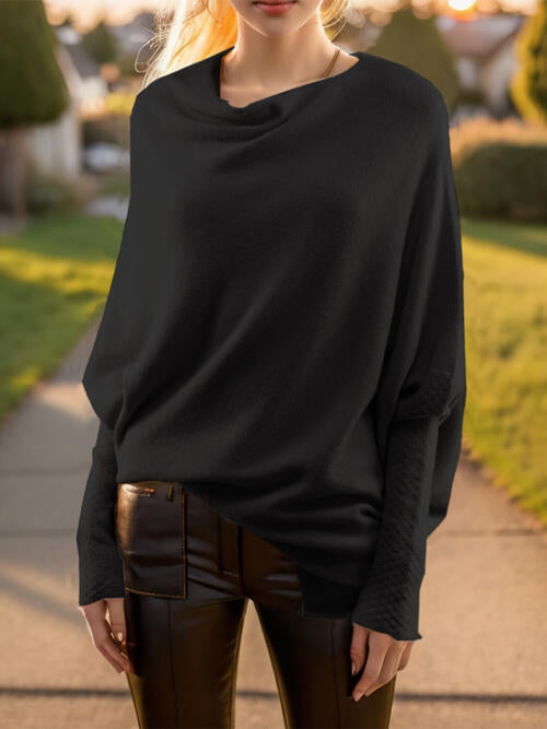 Texture Round Neck Long Sleeve Sweater