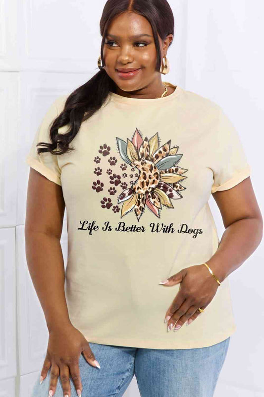 Simply Love Simply Love Full Size LIFE IS BETTER WITH DOGS Graphic Cotton Tee