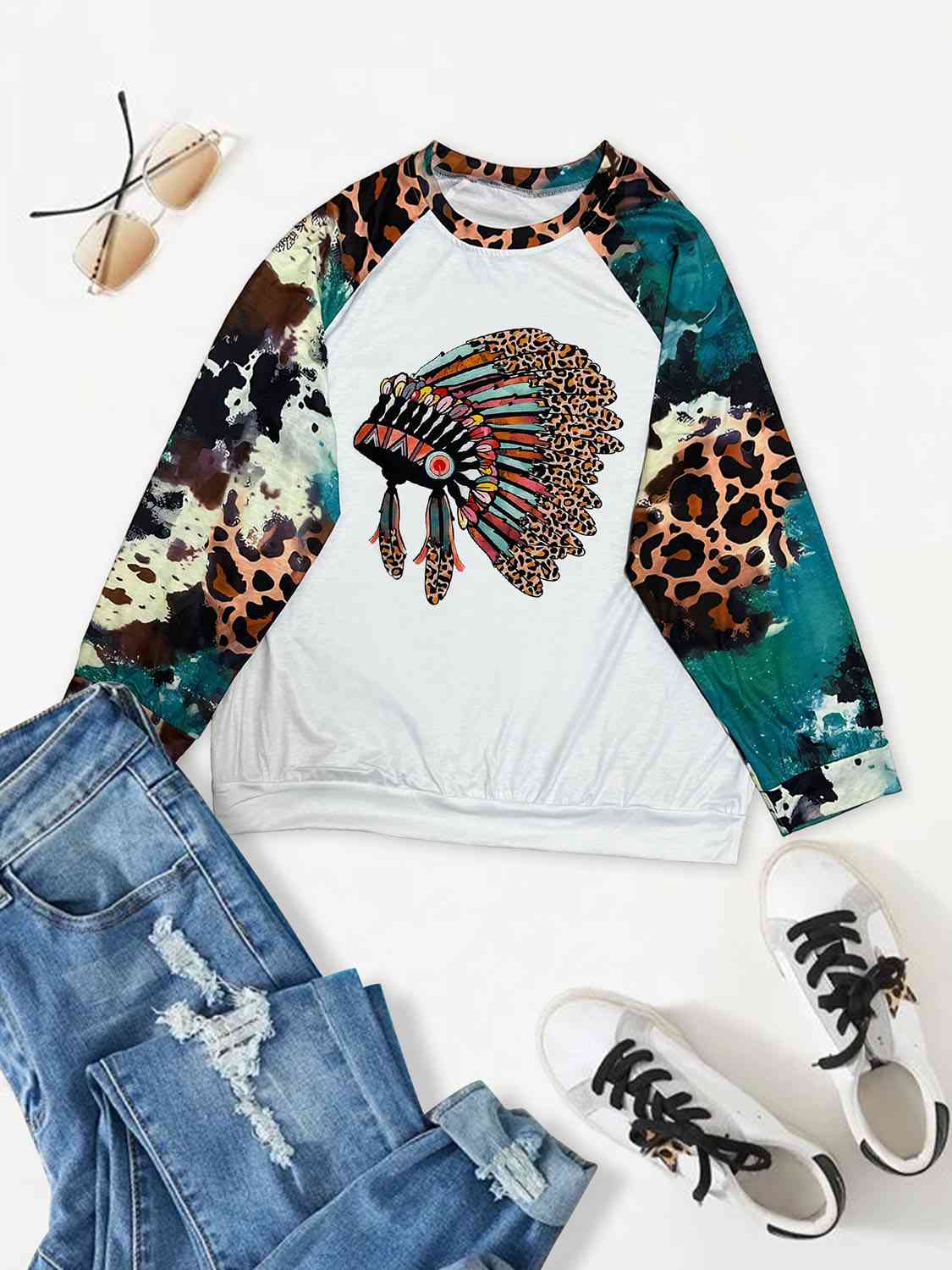 Plus Size Printed Raglan Sleeve Graphic T-Shirt