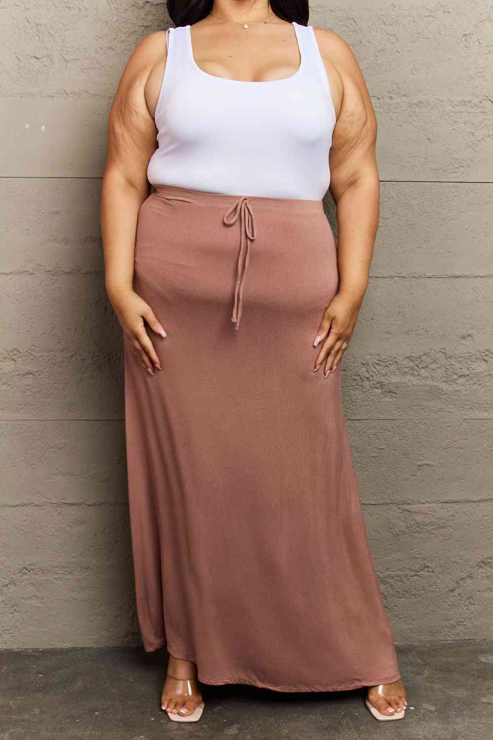 Culture Code For The Day Full Size Flare Maxi Skirt in Chocolate