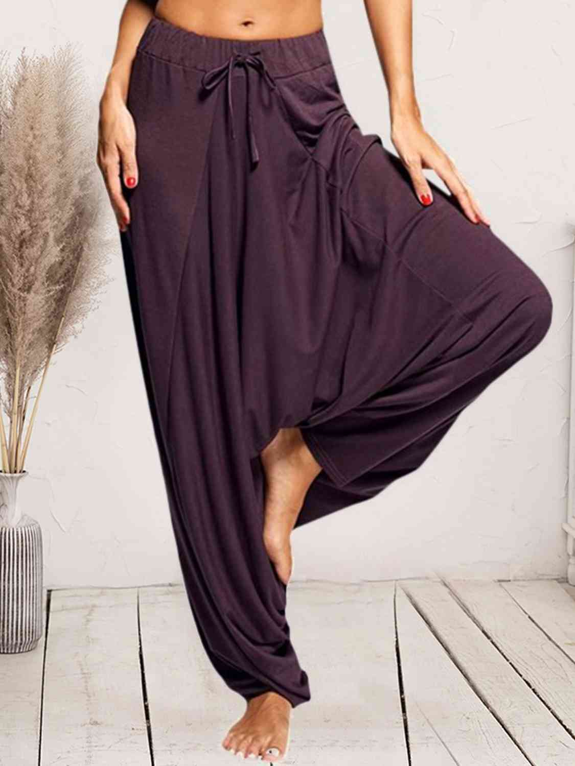 Tied Mid Waist Long Harem Pants