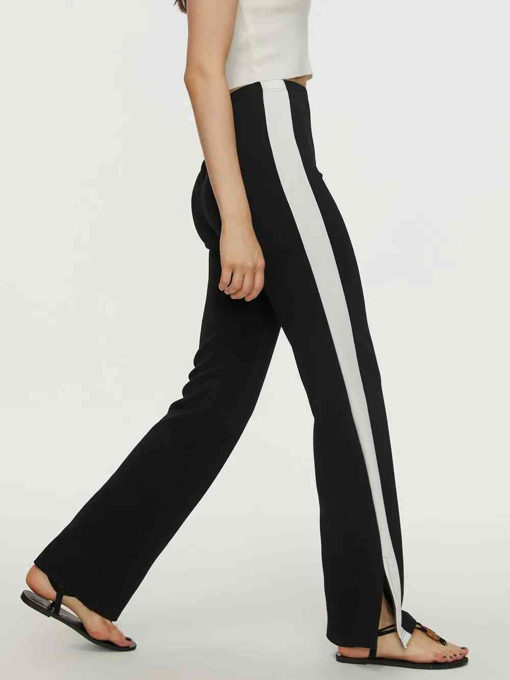 Contrast Slit Long Pants