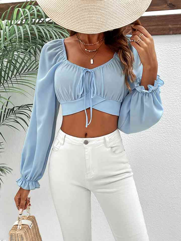 Raglan Sleeve Cropped Blouse